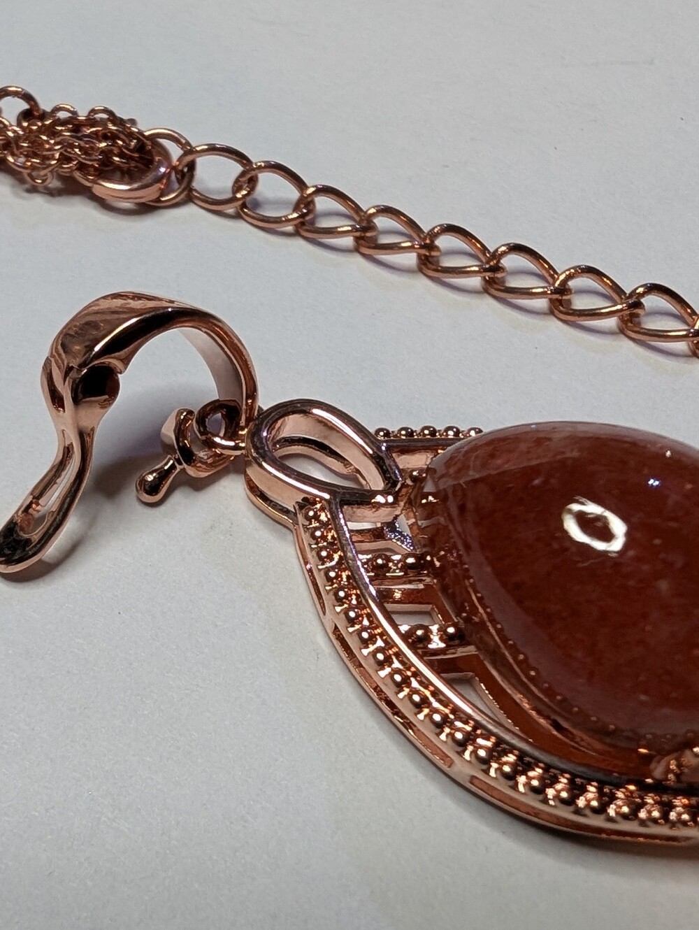 Copper Sunstone Pendant With Chain - Picture 6 of 7